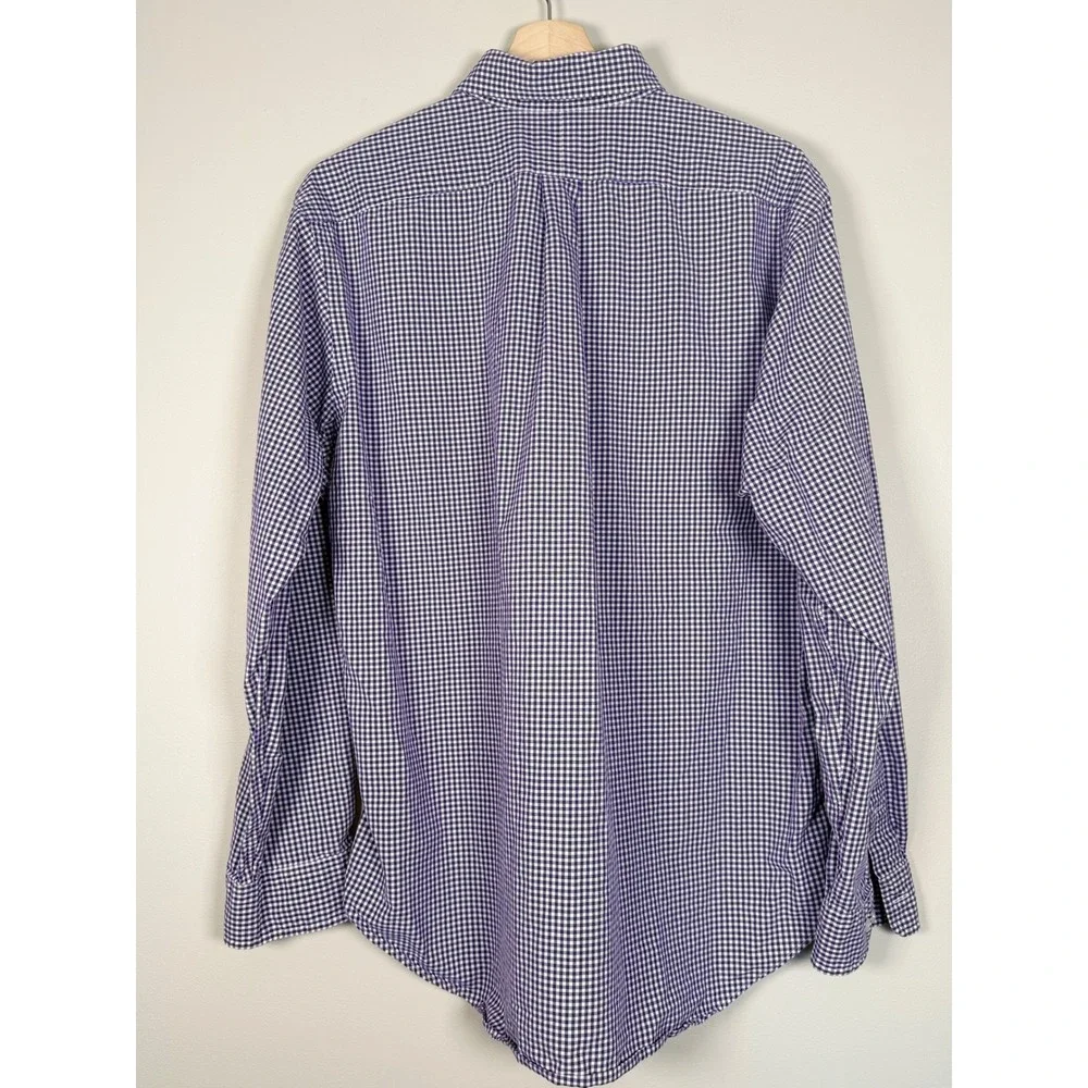 Ralph Lauren Mens Purple Gingham Classic Fit Button Down‎ Shirt 16.5 34/35